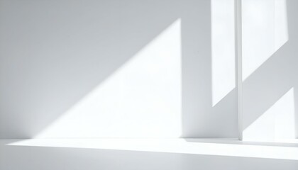 Fototapeta premium Minimalist white room with sunlight shadows. Perfect for product displays or background.