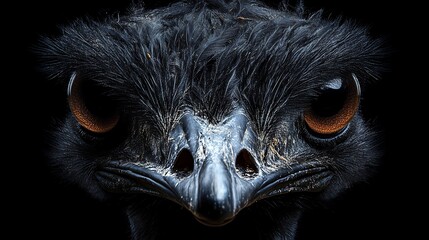 A close up of an ostrichs Face ts large curious eyes