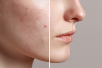 Obraz premium Before & After: Acne Treatment Showing Clear Skin Transformation