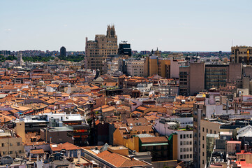 Fototapeta premium Aerial view of Gran Via Madrid