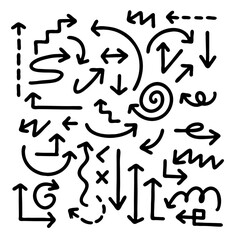 Set of useful arrows on black colour