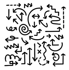 Set of useful arrows on black colour