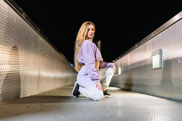 young woman walking on the street