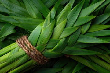 Fototapeta premium Weaved Green Leaves Tied with String