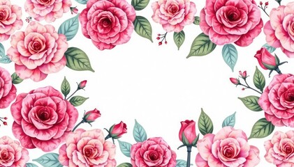 Intricate watercolor rose pattern, blush pink hues, nature, vintage, elegant