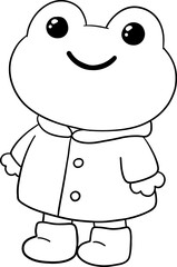 Frog wearing Raincoat Outline