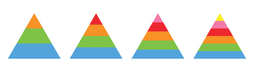  Triangular Pyramid Infographic Set – Hierarchy Levels and Layered Chart Templates for Business Presentation.