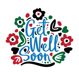 get well soon lettering. vector illustration