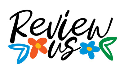 review us lettering. vector illustration