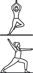 Set of line art yoga health medication symbol icon  design with white background 