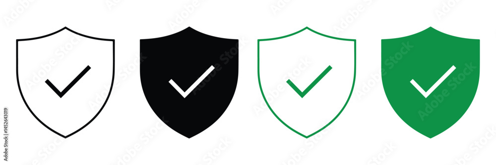 Poster shield wtih checkmark icon vector on white background