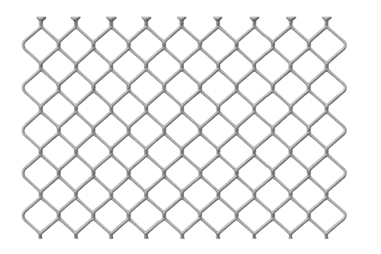 "Wire mesh fence with diagonal pattern isolated on transparent background."
