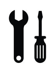 Simple Vector Illustration of Wrench and Screwdriver Tools