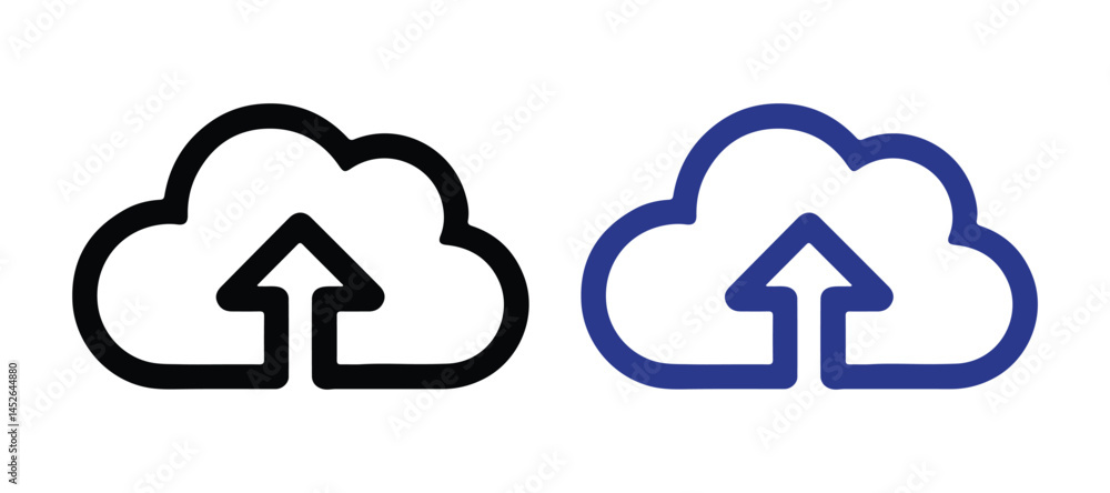 Poster cloud upload, upload icon, cloud icon, data transfer, cloud storage, file upload icon set vector on 