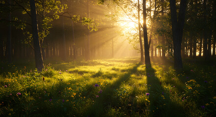 Obraz premium a sunny forest Generative Ai