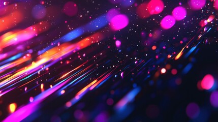 Obraz premium Abstract blur vibrant streams of pink, blue, and orange light with bokeh effects