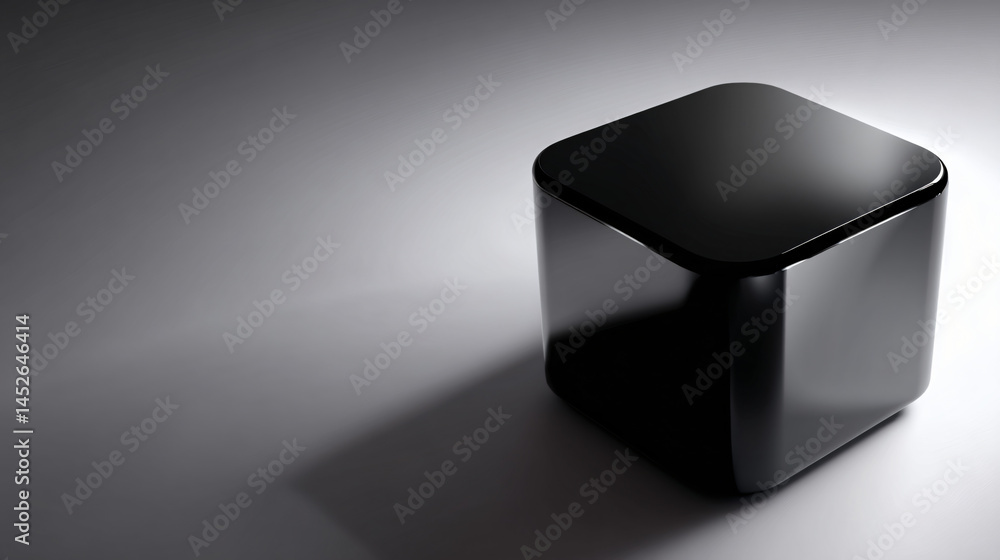 Poster a sleek black block graphic design with rounded turning point demonstrating geometric precision on a