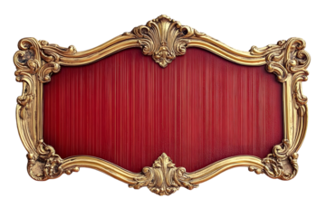 a circus rectangular sign red and gold, blank sign. isolated on white transparent background