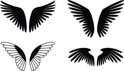 Obraz premium Assorted Black Wing Silhouettes - Vector Set