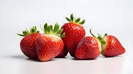 Juicy Red Strawberries: A Close-Up View of Fresh, Ripe Strawberries, Displayed Against a Clean White Background.  Vibrant Colors and Detailed Textures Highlight the Sweetness and Delight of Summer Ber