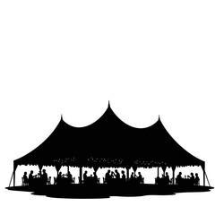 Party tent silhouette, black and white, for event planning