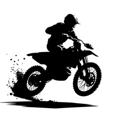 Motocross Rider Silhouette for Extreme Sports and Racing Design