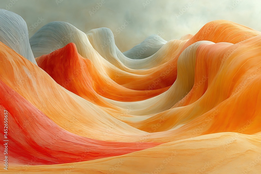 Poster abstract wavy landscape with orange and gray tones artistic background texture digital art illustrat
