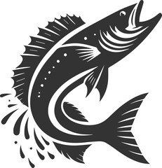Sea bass fish vector silhouette