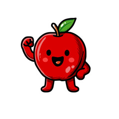 vector cartoon cute red apple pose 1