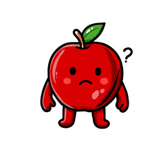 vector cartoon cute red apple pose 2