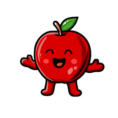 vector cartoon cute red apple pose 3