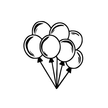 baloon vectror.simple flat design. brithday.party.celebration. black and white