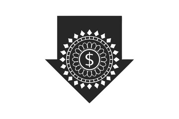 Dollar decrease silhouette vector illustration