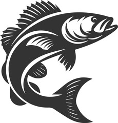 Sea bass fish vector silhouette