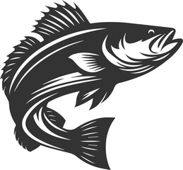 Sea bass fish vector silhouette