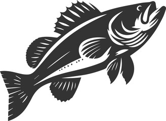 Sea bass fish vector silhouette