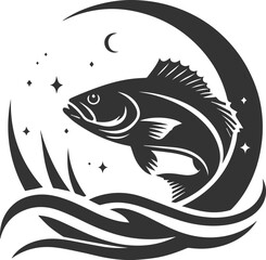 Sea bass fish vector silhouette