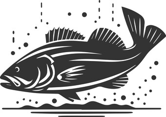 Sea bass fish vector silhouette