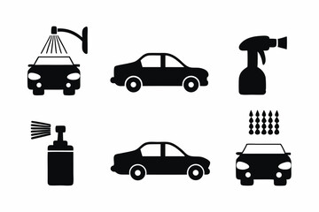 set of Car Wash icon  silhouette vector illustration
