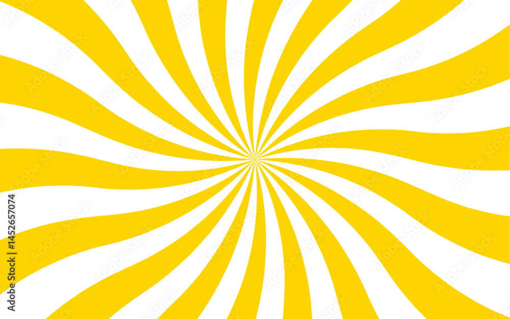 Poster Abstract  dynamic radial burst pattern with alternating red and white spiraling rays. Vintage and eye catching aesthetic suitable for pop-art backgrounds, posters, and visual illusions. 