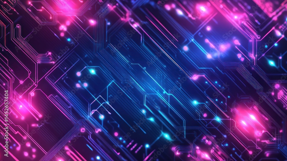 Aufkleber cyberpunk inspired neon circuit background with empty space for mockup, wallpaper ai generated image