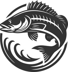 Sea bass fish vector silhouette