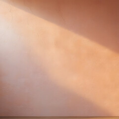 Fototapeta premium Sunlit Wall: Soft natural light caresses a textured terracotta wall, casting dramatic shadows that dance across the warm, earthy surface. A minimalist composition.