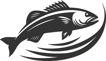 Sea bass fish vector silhouette