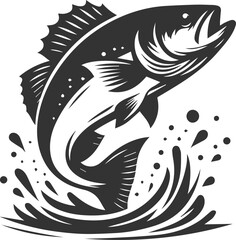 Sea bass fish vector silhouette