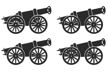 Fototapeta premium set of Cannon silhouette vector illustration