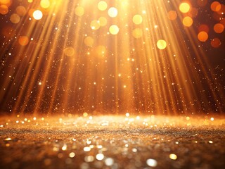 Gold orange abstract animation background with moving and flicker particles form Backdrop of bokeh light ray effect. A bright orange background with a lot of glitter. Creating a sparkling effect.