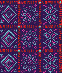 a purple and blue square pattern with red and blue dots