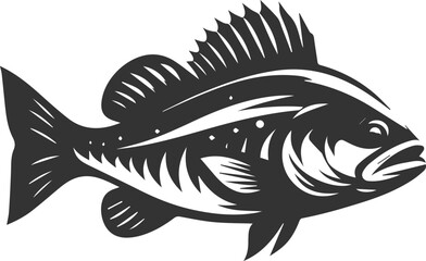 Fototapeta premium Sea bass fish vector silhouette
