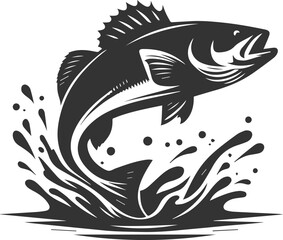 Sea bass fish vector silhouette